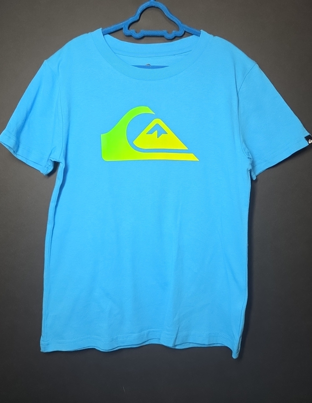 Boys Quiksilver Bright Blue Tee with Neon Yellow Logo